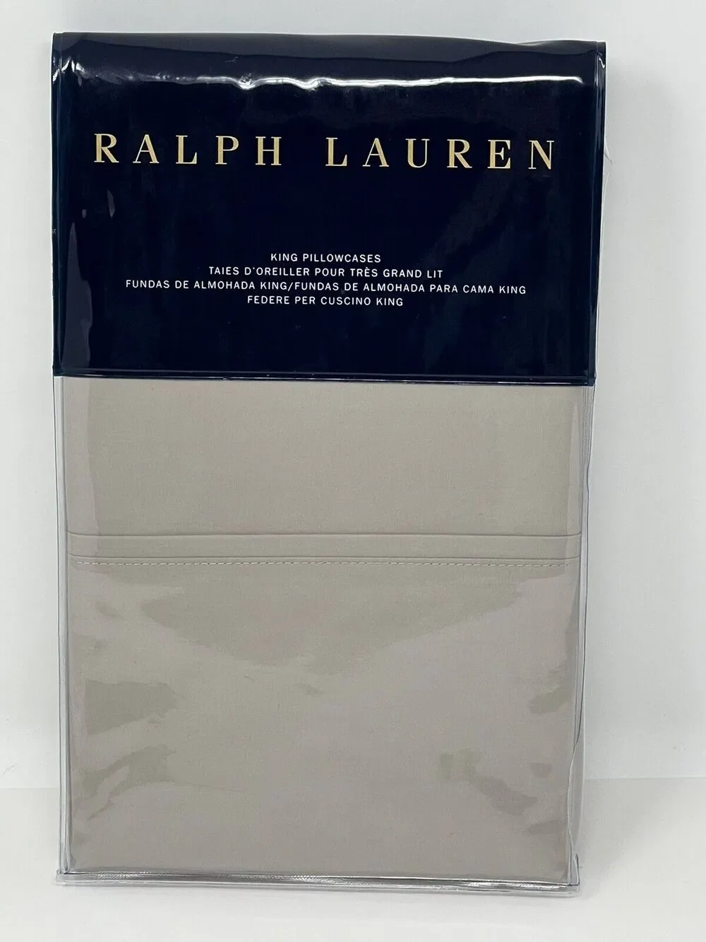 Ralph Lauren RL 464 KING Pair Pillowcases Pale Flannel Cotton Percale Set Of 2